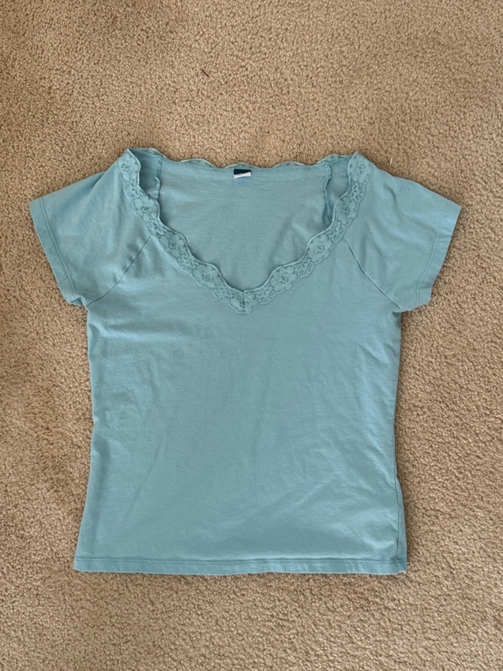 Women's Old Navy Shirt- Blue with Lace